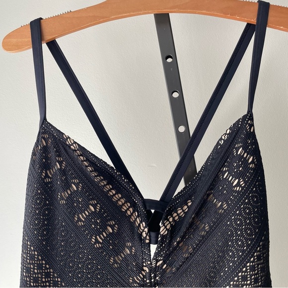Bleu Rod Beattie Lace One Piece Swimsuit Bathing Suit Black Tan Plus Size 18W - Picture 8 of 8